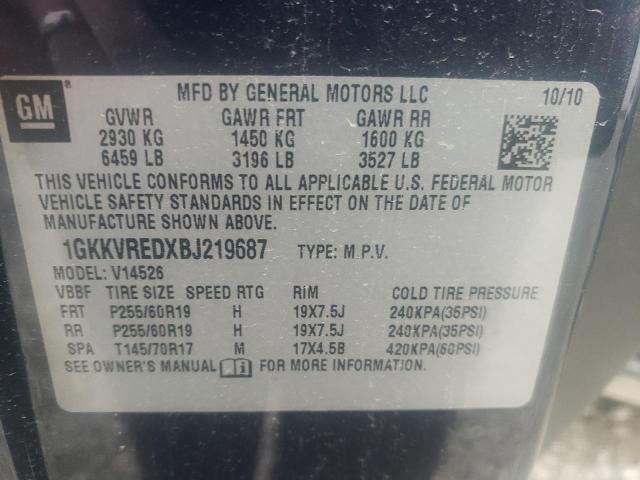 Photo 10 from auction – 2011 GMC ACADIA SLT with VIN 1GKKVREDXBJ219687
