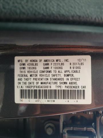 Photo 10 from auction – 2012 HONDA ACCORD SE with VIN 1HGCP2F68CA058616
