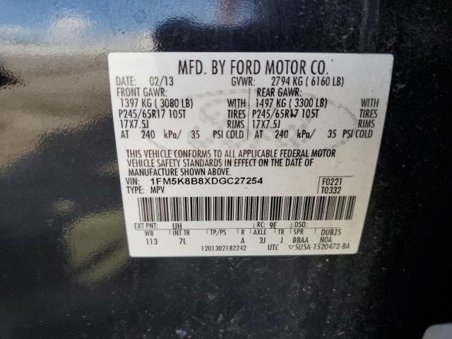 Photo 10 from auction – 2013 FORD EXPLORER with VIN 1FM5K8B8XDGC27254