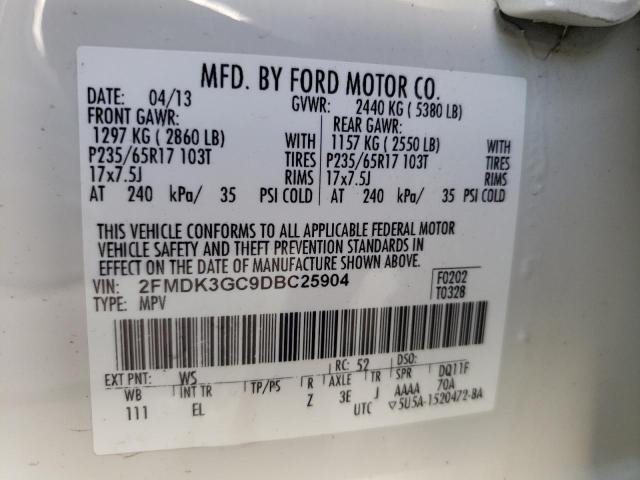 Photo 10 from auction – 2013 FORD EDGE SE with VIN 2FMDK3GC9DBC25904