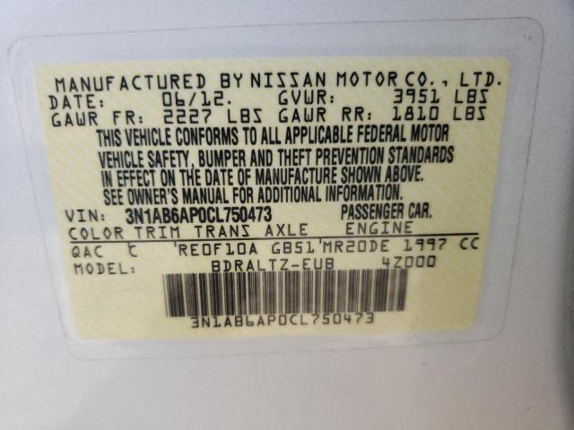 Photo 10 from auction – 2012 NISSAN SENTRA 2.0 with VIN 3N1AB6AP0CL750473