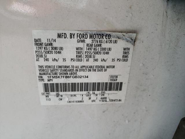 Photo 10 from auction – 2015 FORD EXPLORER L with VIN 1FM5K7F88FGB32134