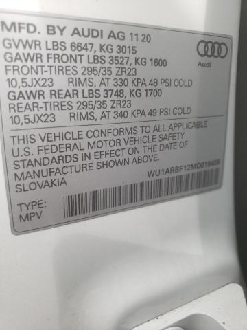 Photo 10 from auction – 2021 AUDI RS Q8 with VIN WU1ARBF12MD018409