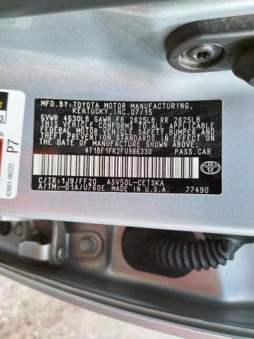 Photo 10 from auction – 2015 TOYOTA CAMRY LE with VIN 4T1BF1FK2FU986330