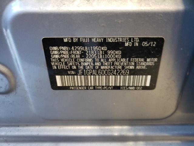 Photo 10 from auction – 2012 SUBARU IMPREZA SP with VIN JF1GPAL60CG242269
