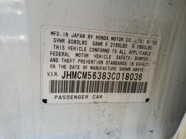 Photo 10 from auction – 2003 HONDA ACCORD LX with VIN JHMCM56383C018036