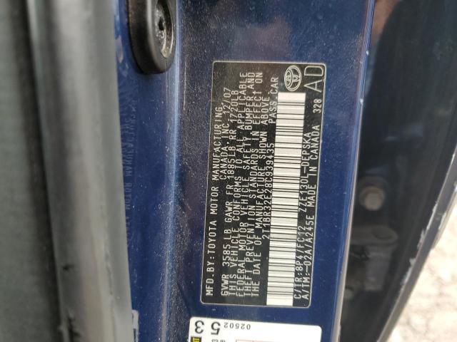 Photo 10 from auction – 2008 TOYOTA COROLLA CE with VIN 2T1BR32E28C939435
