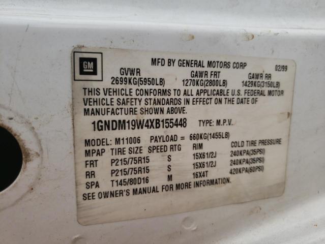 Photo 10 from auction – 1999 CHEVROLET ASTRO with VIN 1GNDM19W4XB155448