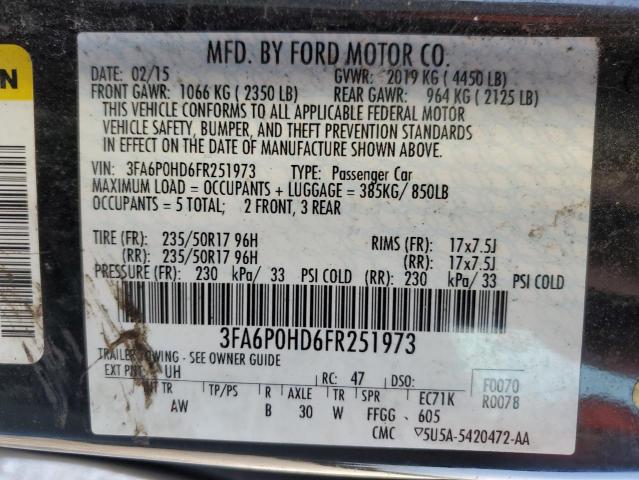Photo 10 from auction – 2015 FORD FUSION SE with VIN 3FA6P0HD6FR251973