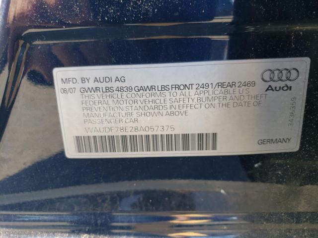 Photo 10 from auction – 2008 AUDI A4 2.0T QU with VIN WAUDF78E28A057375