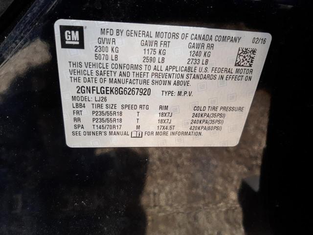 Photo 10 from auction – 2016 CHEVROLET EQUINOX LT with VIN 2GNFLGEK8G6267920