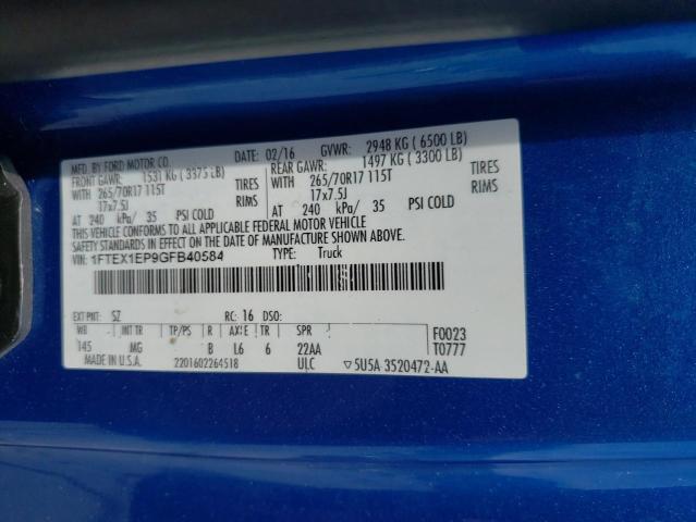 Photo 10 from auction – 2016 FORD F150 SUPER with VIN 1FTEX1EP9GFB40584