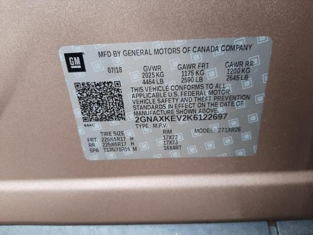 Photo 10 from auction – 2019 CHEVROLET EQUINOX LT with VIN 2GNAXKEV2K6122697