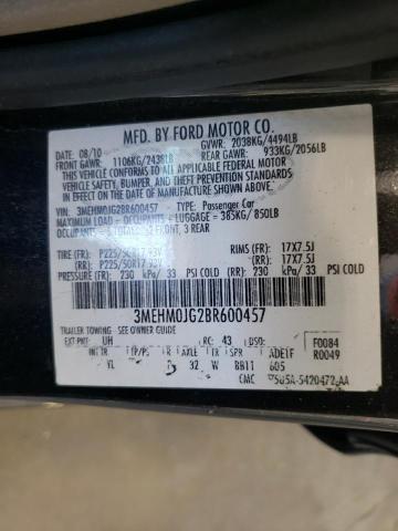 Photo 10 from auction – 2011 MERCURY MILAN PREM with VIN 3MEHM0JG2BR600457
