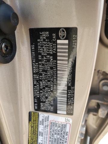 Photo 10 from auction – 2005 TOYOTA CAMRY LE with VIN 4T1BF30K95U597770