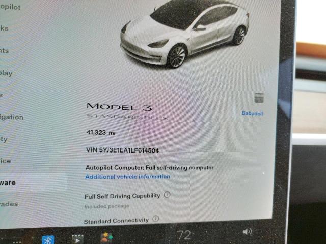 Photo 8 from auction – 2020 TESLA MODEL 3 with VIN 5YJ3E1EA1LF614504