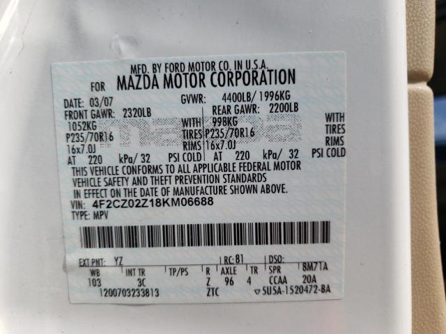 Photo 10 from auction – 2008 MAZDA TRIBUTE with VIN 4F2CZ02Z18KM06688