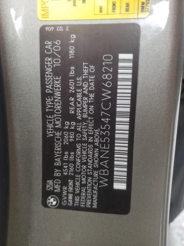 Photo 10 from auction – 2007 BMW 525 I with VIN WBANE53547CW68210
