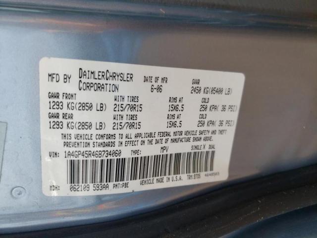 Photo 10 from auction – 2006 CHRYSLER TOWN & COU with VIN 1A4GP45R46B734060