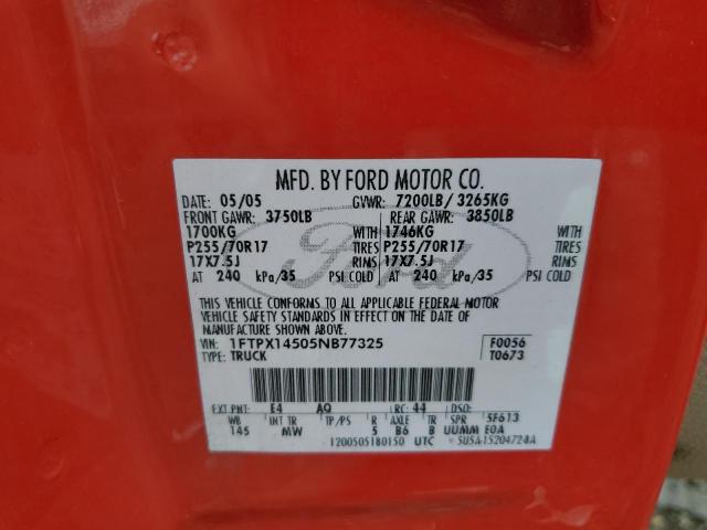 Photo 10 from auction – 2005 FORD F150 with VIN 1FTPX14505NB77325