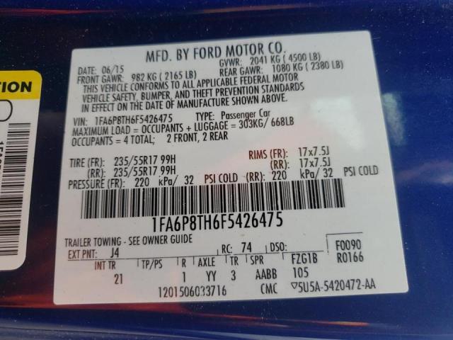 Photo 10 from auction – 2015 FORD MUSTANG with VIN 1FA6P8TH6F5426475