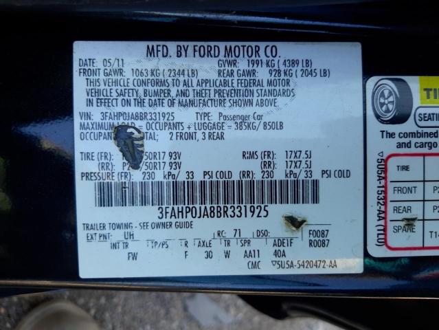 Photo 10 from auction – 2011 FORD FUSION SEL with VIN 3FAHP0JA8BR331925