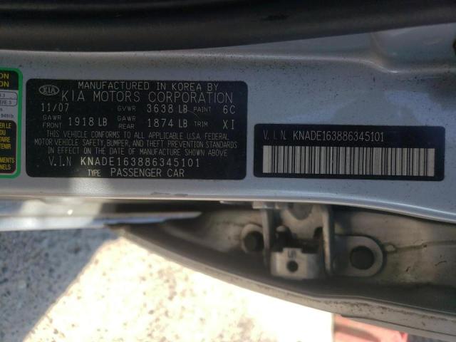 Photo 10 from auction – 2008 KIA RIO 5 SX with VIN KNADE163886345101