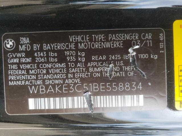 Photo 10 from auction – 2011 BMW 328 I with VIN WBAKE3C51BE558834