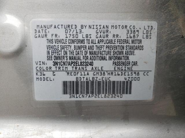 Photo 10 from auction – 2014 NISSAN VERSA with VIN 3N1CN7AP2EL823240