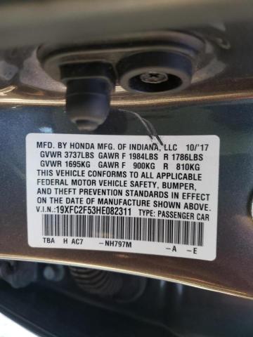Photo 10 from auction – 2017 HONDA CIVIC LX with VIN 19XFC2F53HE082311
