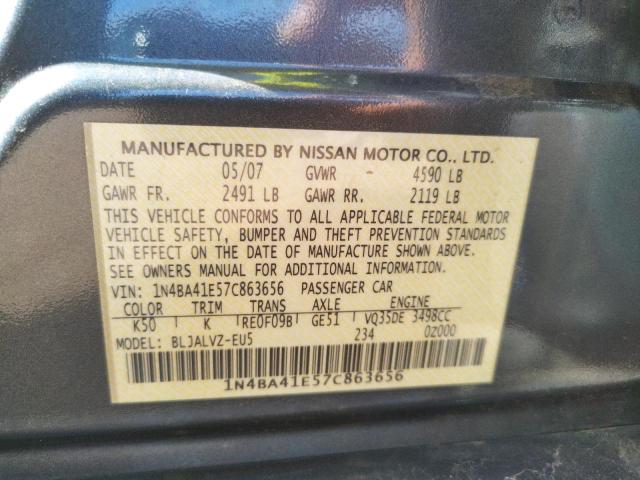 Photo 10 from auction – 2007 NISSAN MAXIMA SE with VIN 1N4BA41E57C863656