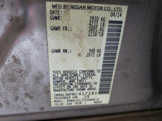 Photo 10 from auction – 2014 NISSAN ALTIMA 2.5 with VIN 1N4AL3AP3EC417181