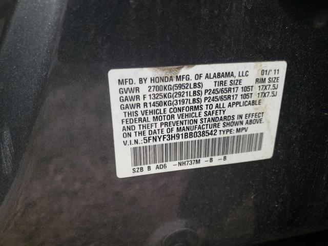 Photo 10 from auction – 2011 HONDA PILOT TOUR with VIN 5FNYF3H91BB038542