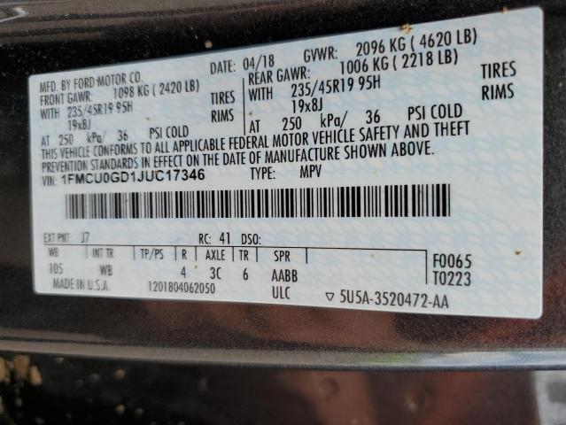 Photo 10 from auction – 2018 FORD ESCAPE SE with VIN 1FMCU0GD1JUC17346