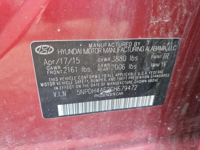 Photo 10 from auction – 2016 HYUNDAI ELANTRA SE with VIN 5NPDH4AE2GH679472