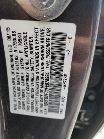 Photo 10 from auction – 2015 HONDA CIVIC SE with VIN 19XFB2F72FE078994