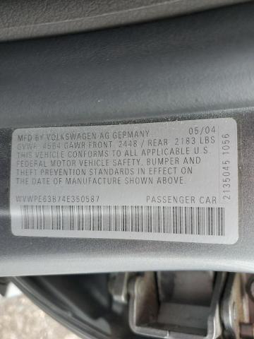 Photo 10 from auction – 2004 VOLKSWAGEN PASSAT GLS with VIN WVWPE63B74E350587