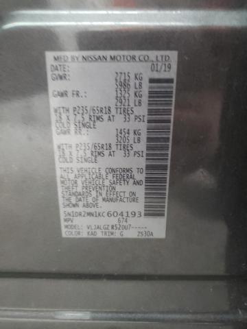 Photo 10 from auction – 2019 NISSAN PATHFINDER with VIN 5N1DR2MN1KC604193