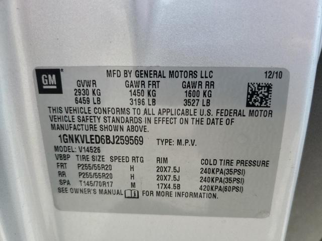 Photo 10 from auction – 2011 CHEVROLET TRAVERSE L with VIN 1GNKVLED6BJ259569