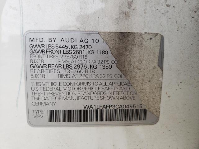 Photo 10 from auction – 2012 AUDI Q5 PREMIUM with VIN WA1LFAFP3CA049515