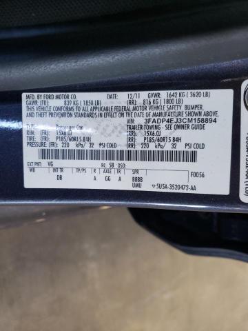 Photo 10 from auction – 2012 FORD FIESTA SE with VIN 3FADP4EJ3CM158894