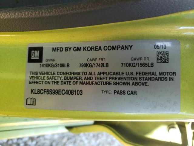 Photo 10 from auction – 2014 CHEVROLET SPARK 2LT with VIN KL8CF6S99EC408103