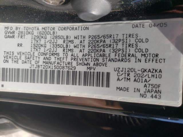 Photo 10 from auction – 2005 LEXUS GX 470 with VIN JTJBT20X150087629