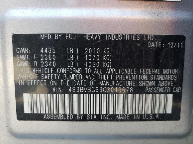 Photo 10 from auction – 2012 SUBARU LEGACY 2.5 with VIN 4S3BMBG63C3019678