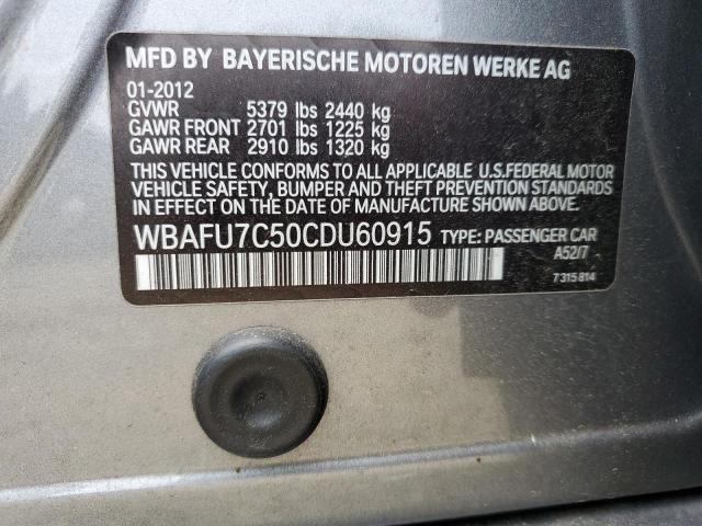 Photo 10 from auction – 2012 BMW 535 XI with VIN WBAFU7C50CDU60915