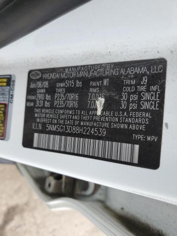 Photo 10 from auction – 2008 HYUNDAI SANTA FE G with VIN 5NMSG13D88H224539