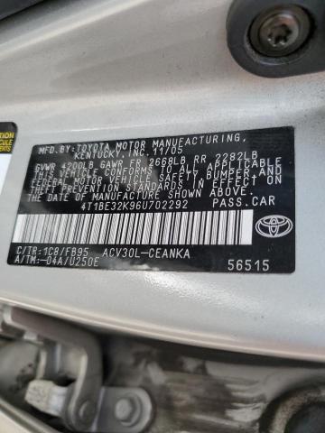 Photo 10 from auction – 2006 TOYOTA CAMRY LE with VIN 4T1BE32K96U702292