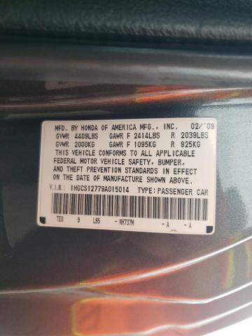 Photo 10 from auction – 2009 HONDA ACCORD EX with VIN 1HGCS12779A015014