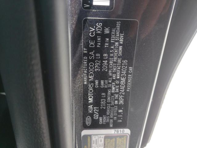 Photo 10 from auction – 2021 KIA FORTE FE with VIN 3KPF24AD8ME340216