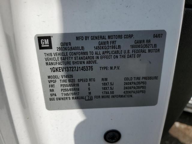 Photo 10 from auction – 2007 GMC ACADIA SLE with VIN 1GKEV13727J145376